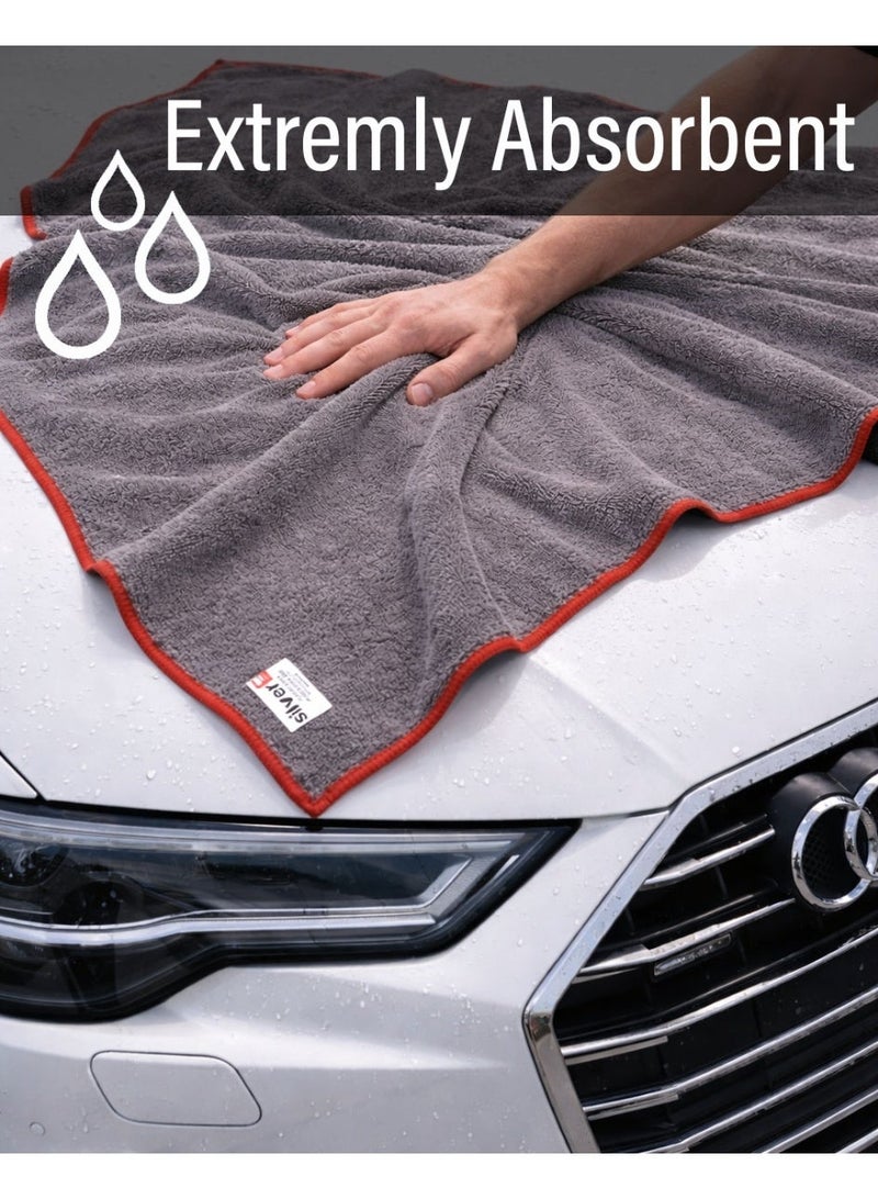 Silver Home NEW Professional Large 50x70 cm Super Absorbent Car Cleaning & Drying Towel | Ultra-Soft 100% Microfiber | Premium Streak-Free Finish | Reusable for Car, Glass, House Cleaning | Grey - Image 3